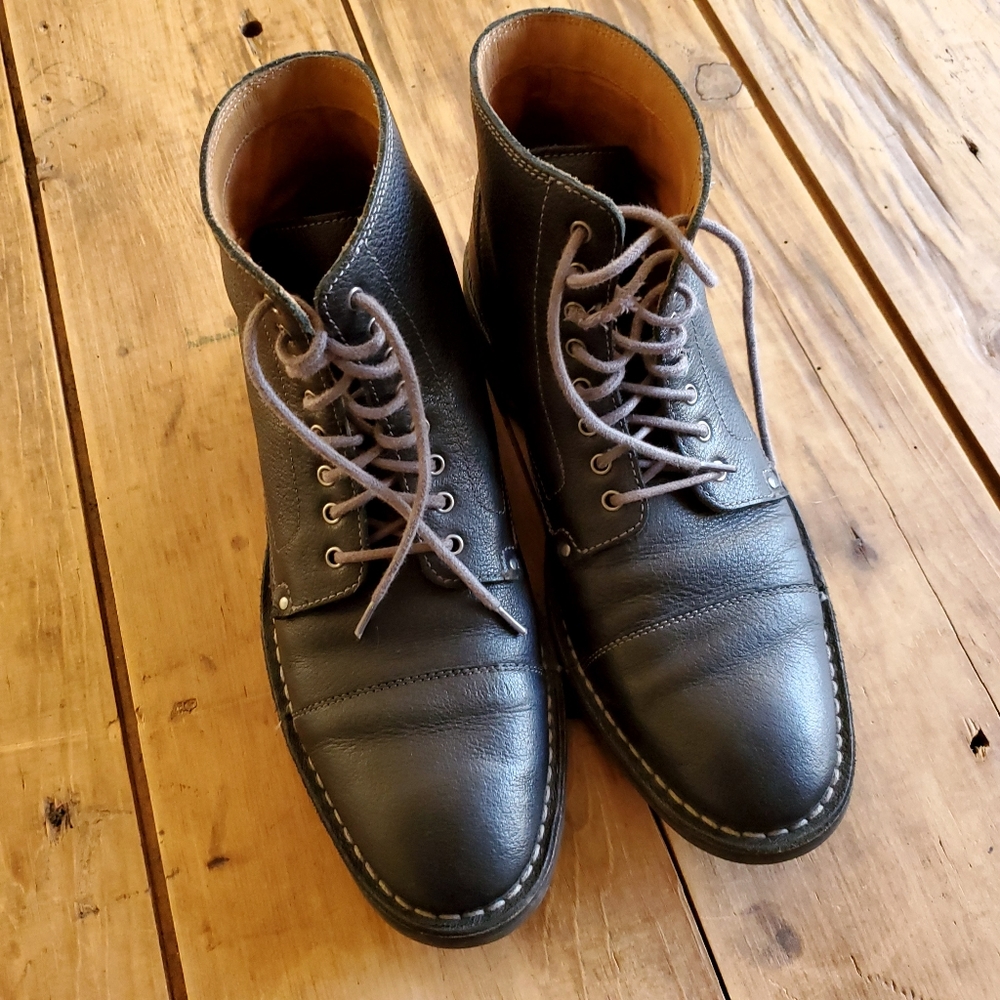 Cole Haan Men's CANTON Stitch Black Leather Boots Size 8 1/2